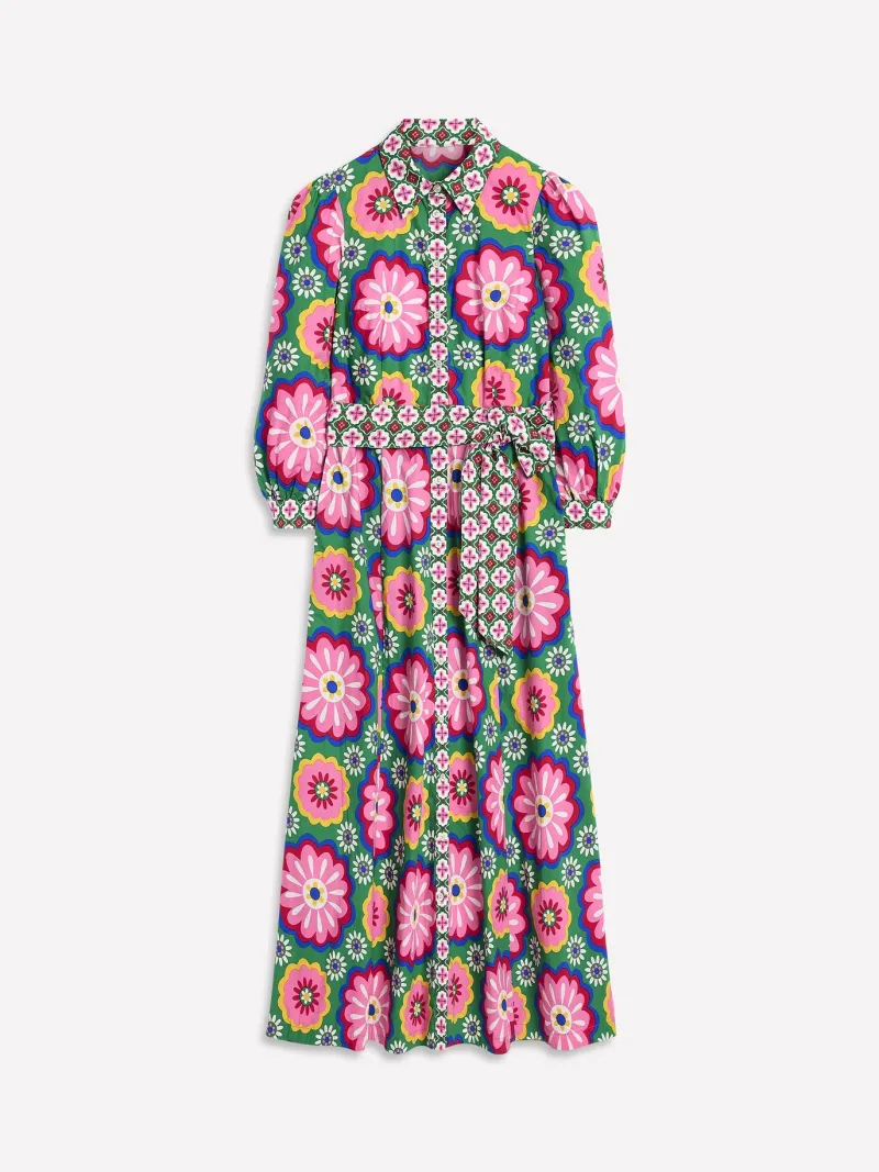 Dresses & Jumpsuits | Petite Dresses-Boden Clara Cotton Shirt Dress-Multi, Flower Tile Multi,FlowerTile