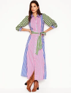 Dresses & Jumpsuits | Petite Dresses-Boden Clara Cotton Shirt Dress-Pink Rose, Red Stripe PinkRose,RedStripe