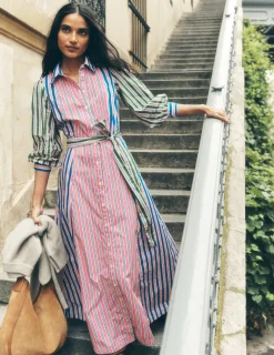 Dresses & Jumpsuits | Petite Dresses-Boden Clara Cotton Shirt Dress-Pink Rose, Red Stripe PinkRose,RedStripe