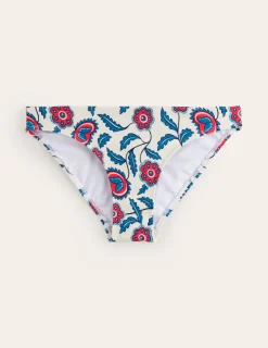 Swimwear-Boden Classic Bikini Bottoms-Ivory, Floret Vine Ivory,FloretVine
