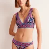 Swimwear-Boden Classic Bikini Bottoms-Mandarin Red, Botanical Sprig MandarinRed,BotanicalSprig