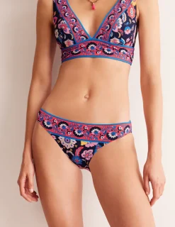 Swimwear-Boden Classic Bikini Bottoms-Mandarin Red, Botanical Sprig MandarinRed,BotanicalSprig