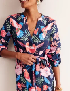 Dresses & Jumpsuits-Boden Cleo Tie Waist Linen Dress-Multi, Tropic Parrot Multi,TropicParrot