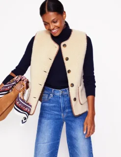Jackets & Coats-Boden Clerkenwell Borg Button Gilet-Natural Faux Fur NaturalFauxFur