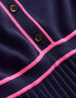 Dresses & Jumpsuits | Midi-Boden Collared Pleated Knitted Dress-Navy/Pink Colourblock Navy/PinkColourblock