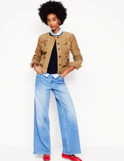 Jackets & Coats-Boden Collarless Casual Jacket- Cappuccino