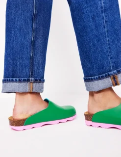 Flats | Sandals-Boden Colour Block Clogs-Rich Emerald RichEmerald