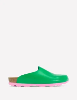 Flats | Sandals-Boden Colour Block Clogs-Rich Emerald RichEmerald