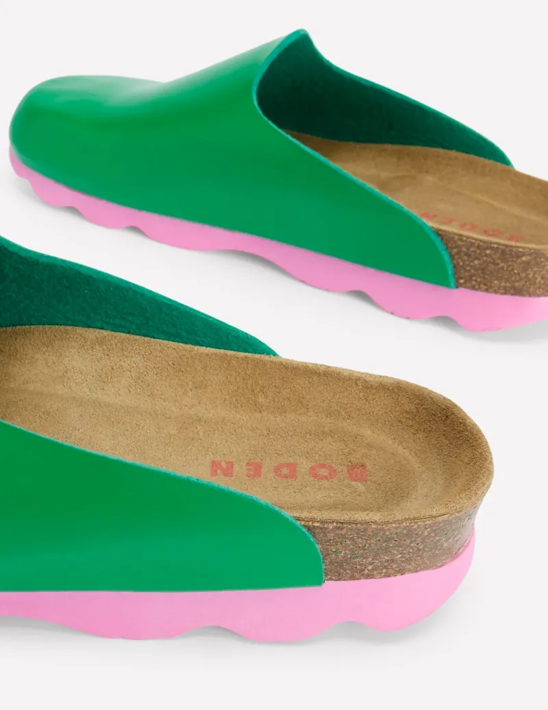 Flats | Sandals-Boden Colour Block Clogs-Rich Emerald RichEmerald