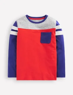 Tops, T-Shirts & Polos-Boden Colourblock T-shirt-Poppy Red Colourblock PoppyRedColourblock