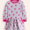 Dresses-Boden Cosy Printed Sweatshirt Dress-Chalk Pink Wild Rose ChalkPinkWildRose