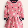Dresses-Boden Cosy Printed Sweatshirt Dress-Almond Pink Poodles AlmondPinkPoodles