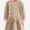 Dresses-Boden Cosy Printed Sweatshirt Dress-Chalk Pink Wild Rose ChalkPinkWildRose