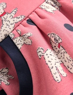 Dresses-Boden Cosy Printed Sweatshirt Dress-Almond Pink Poodles AlmondPinkPoodles