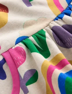 Dresses-Boden Cosy Printed Sweatshirt Dress-Multi Rainbow Collage MultiRainbowCollage