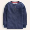 Tops, T-Shirts & Polos-Boden Cosy Waffle Henley T-Shirt-College Navy Marl CollegeNavyMarl
