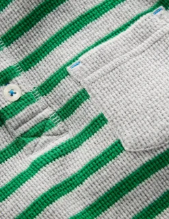 Tops, T-Shirts & Polos-Boden Cosy Waffle Henley T-Shirt-Highland Green and Grey Marl HighlandGreenandGreyMarl