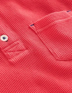 Tops, T-Shirts & Polos-Boden Cosy Waffle Henley T-Shirt-Jam Red JamRed