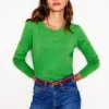 T-Shirts & Tanks | Tops & Blouses-Boden Cotton Crew Long Sleeve Top-Paradise Green ParadiseGreen