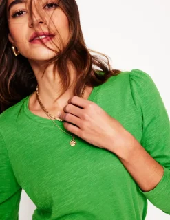 T-Shirts & Tanks | Tops & Blouses-Boden Cotton Crew Long Sleeve Top-Paradise Green ParadiseGreen