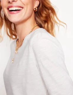 T-Shirts & Tanks | Tops & Blouses-Boden Cotton Crew Long Sleeve Top- White