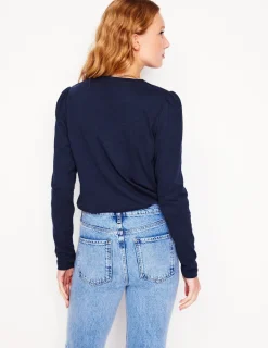 T-Shirts & Tanks | Tops & Blouses-Boden Cotton Crew Long Sleeve Top- Navy