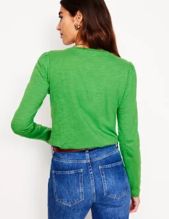 T-Shirts & Tanks | Tops & Blouses-Boden Cotton Crew Long Sleeve Top-Paradise Green ParadiseGreen