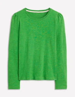 T-Shirts & Tanks | Tops & Blouses-Boden Cotton Crew Long Sleeve Top-Paradise Green ParadiseGreen