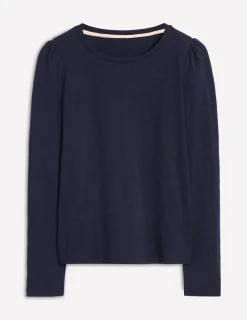 T-Shirts & Tanks | Tops & Blouses-Boden Cotton Crew Long Sleeve Top- Navy