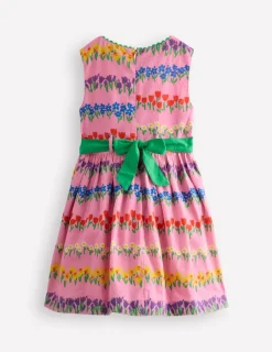 Dresses-Boden Cotton Linen Vintage Dress-Pink Spring Floral Stripe PinkSpringFloralStripe