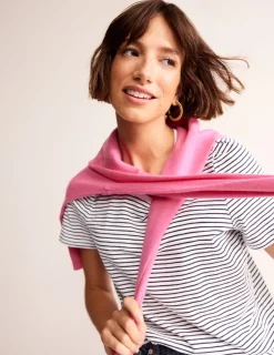 Nightwear & Lougewear | T-Shirts & Tanks-Boden Cotton Puff Sleeve T-Shirt-Ivory, Navy Stripe Ivory,NavyStripe