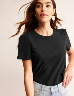 Nightwear & Lougewear | T-Shirts & Tanks-Boden Cotton Puff Sleeve T-Shirt- Black