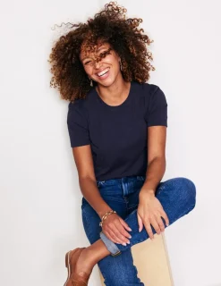 Nightwear & Lougewear | T-Shirts & Tanks-Boden Cotton Puff Sleeve T-Shirt- Navy