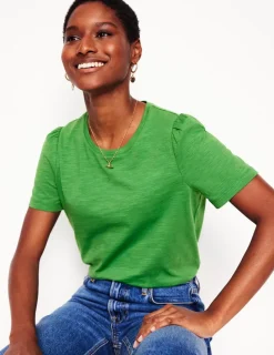 Nightwear & Lougewear | T-Shirts & Tanks-Boden Cotton Puff Sleeve T-Shirt-Paradise Green ParadiseGreen