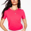 Nightwear & Lougewear | T-Shirts & Tanks-Boden Cotton Puff Sleeve T-Shirt-Camelia Pink CameliaPink