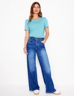 Nightwear & Lougewear | T-Shirts & Tanks-Boden Cotton Puff Sleeve T-Shirt-Duck Egg Blue DuckEggBlue