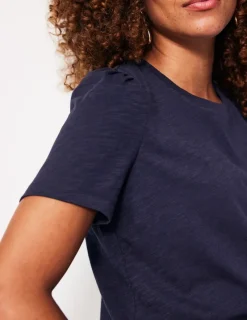 Nightwear & Lougewear | T-Shirts & Tanks-Boden Cotton Puff Sleeve T-Shirt- Navy