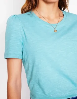 Nightwear & Lougewear | T-Shirts & Tanks-Boden Cotton Puff Sleeve T-Shirt-Duck Egg Blue DuckEggBlue