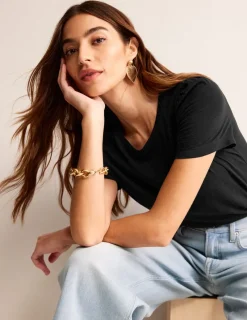 Nightwear & Lougewear | T-Shirts & Tanks-Boden Cotton Puff Sleeve T-Shirt- Black