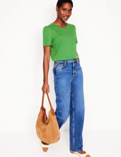Nightwear & Lougewear | T-Shirts & Tanks-Boden Cotton Puff Sleeve T-Shirt-Paradise Green ParadiseGreen