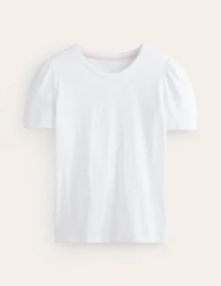 Nightwear & Lougewear | T-Shirts & Tanks-Boden Cotton Puff Sleeve T-Shirt- White