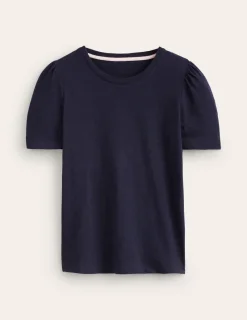 Nightwear & Lougewear | T-Shirts & Tanks-Boden Cotton Puff Sleeve T-Shirt- Navy
