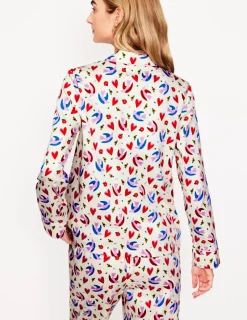 Nightwear & Lougewear-Boden Cotton Sateen Pajama Shirt-Ivory, Heart Flutter Ivory,HeartFlutter