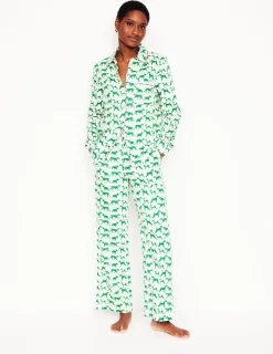 Nightwear & Lougewear-Boden Cotton Sateen Pajama Shirt-Ivory, Janet and Friends Ivory,JanetandFriends