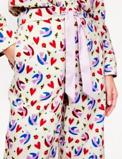 Nightwear & Lougewear-Boden Cotton Sateen Pajama Trousers-Ivory, Heart Flutter Ivory,HeartFlutter
