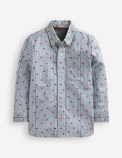 Shirts | Tops, T-Shirts & Polos-Boden Cotton Shirt-Blue Seersucker Hearts BlueSeersuckerHearts