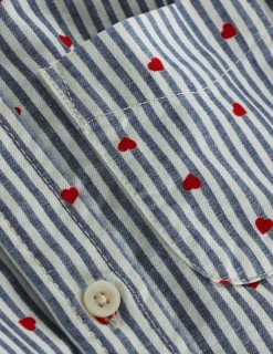 Shirts | Tops, T-Shirts & Polos-Boden Cotton Shirt-Blue Seersucker Hearts BlueSeersuckerHearts