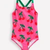 Swimwear & Beachwear-Boden Cross-Back Printed Swimsuit-Sorbet Pink Cherries SorbetPinkCherries