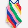 Swimwear & Beachwear-Boden Cross-Back Printed Swimsuit-Multi Rainbow Swirl MultiRainbowSwirl