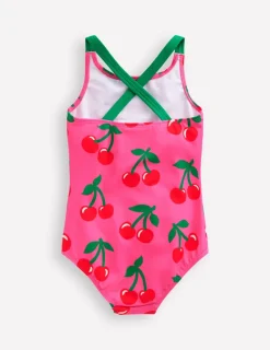 Swimwear & Beachwear-Boden Cross-Back Printed Swimsuit-Sorbet Pink Cherries SorbetPinkCherries